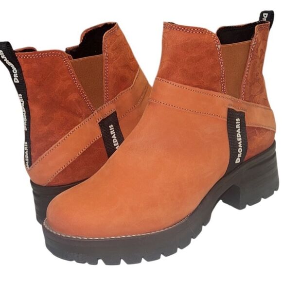 Dromedaris Katniss Orange Leather Chunky Sole Chelsea Boot Size 42 - Picture 2 of 12